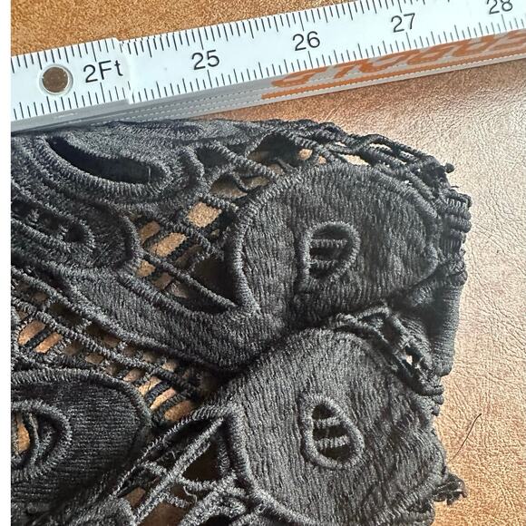 Showpo Black Lace Mock Neck Bare Midriff Puff Sleeve Ruffled Hem Mini Dress - Picture 5 of 9